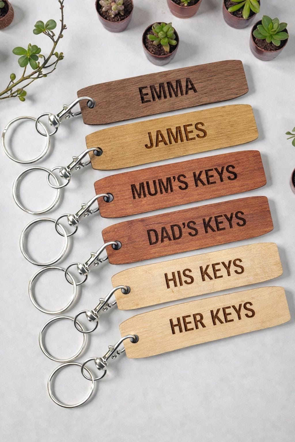 Personalized Engraved Wooden Keychain