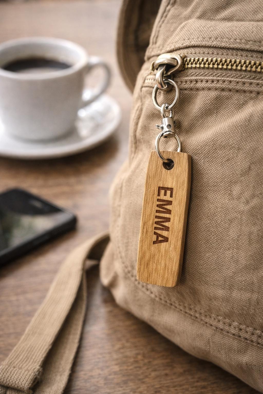 Personalized Engraved Wooden Keychain
