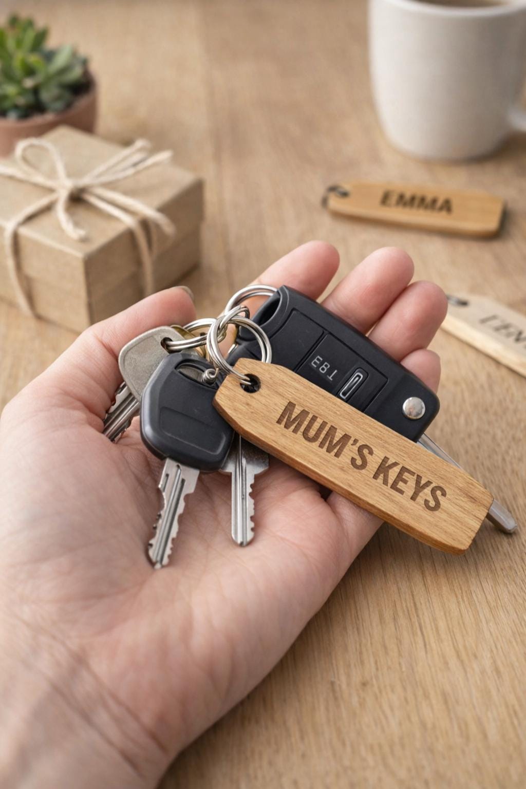 Personalized Engraved Wooden Keychain