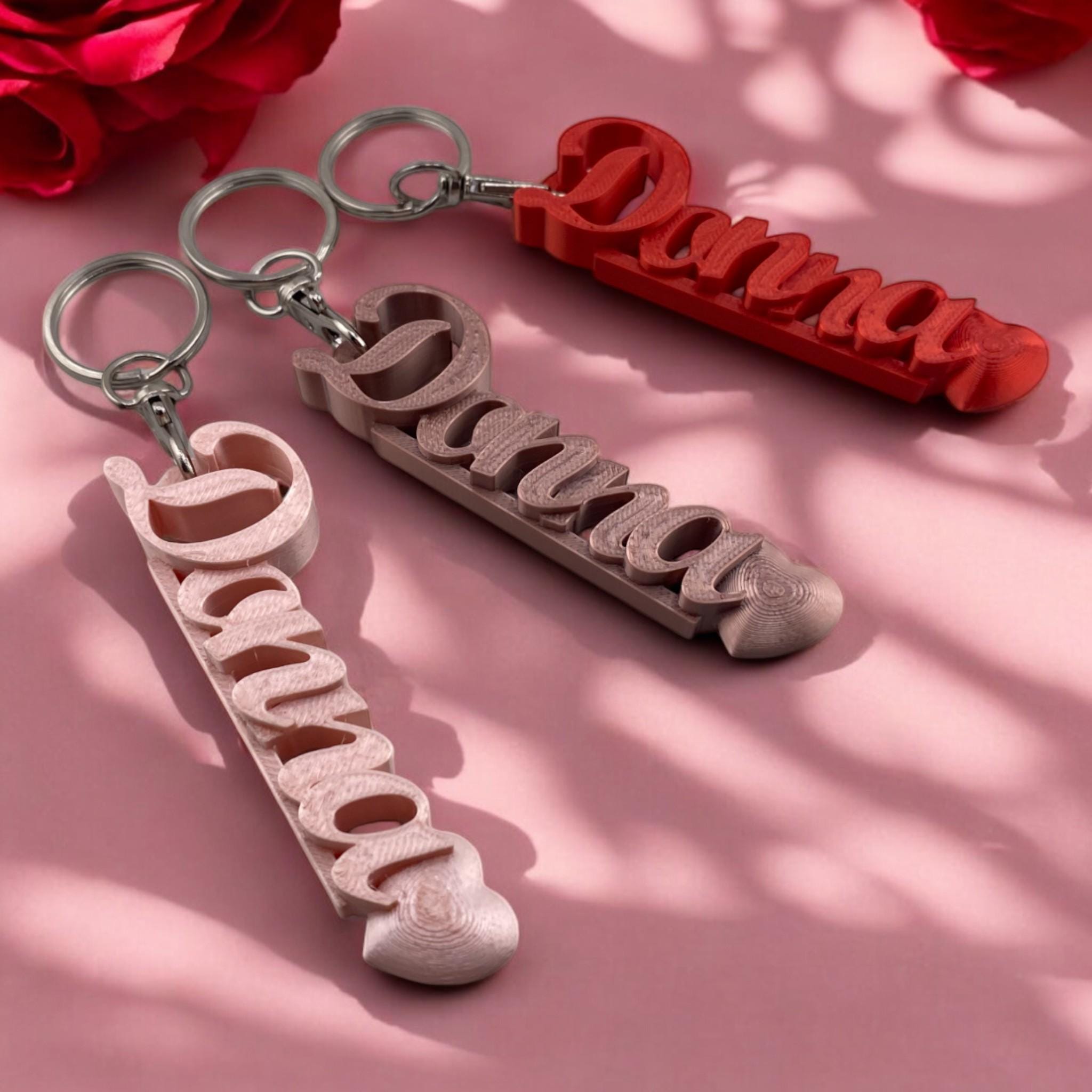 Personalized Name Keychain: 3D Printed Heart Design