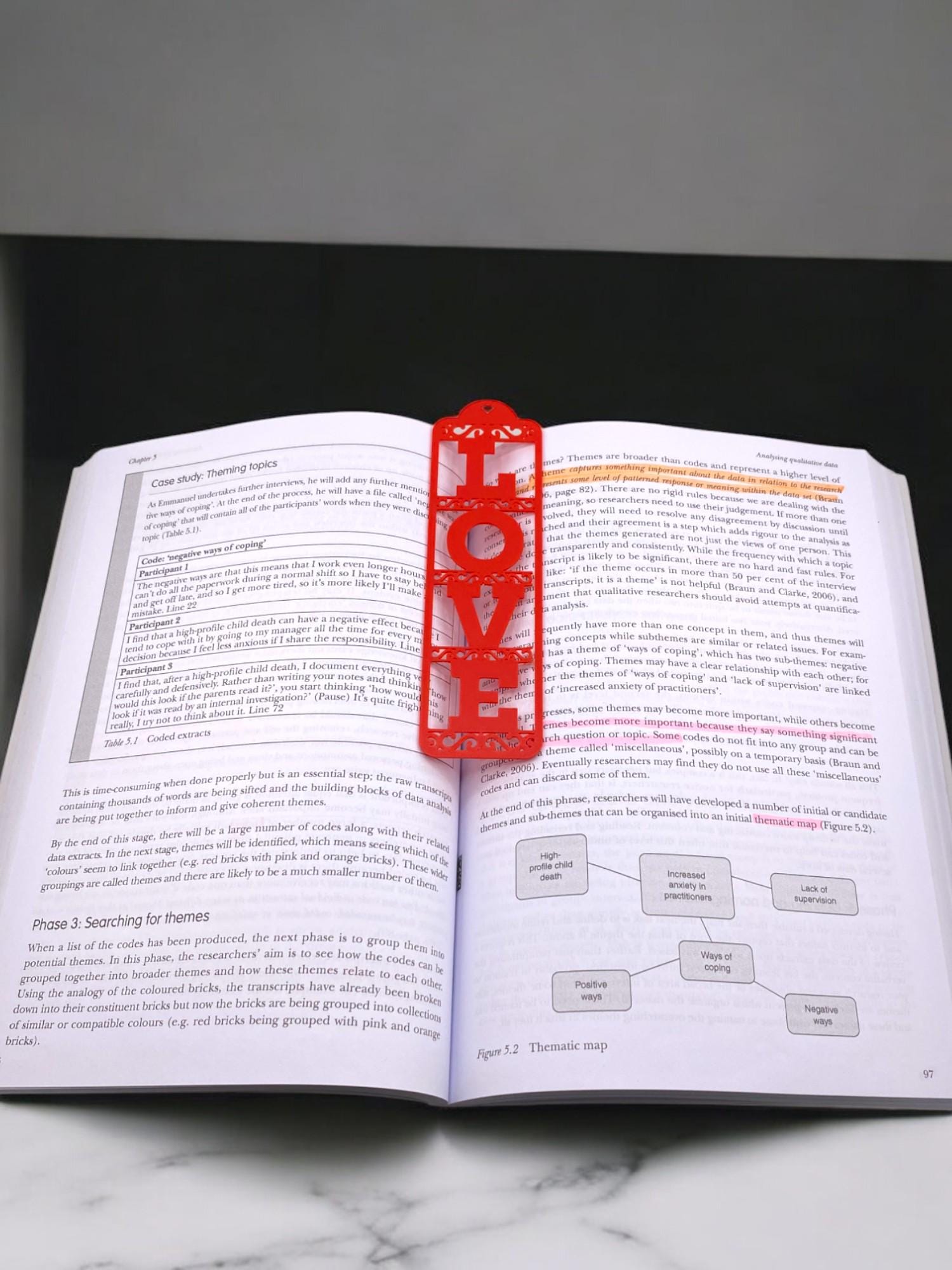 Valentine's Day Bookmark: Red Hearts & XOXO, Romantic Gift