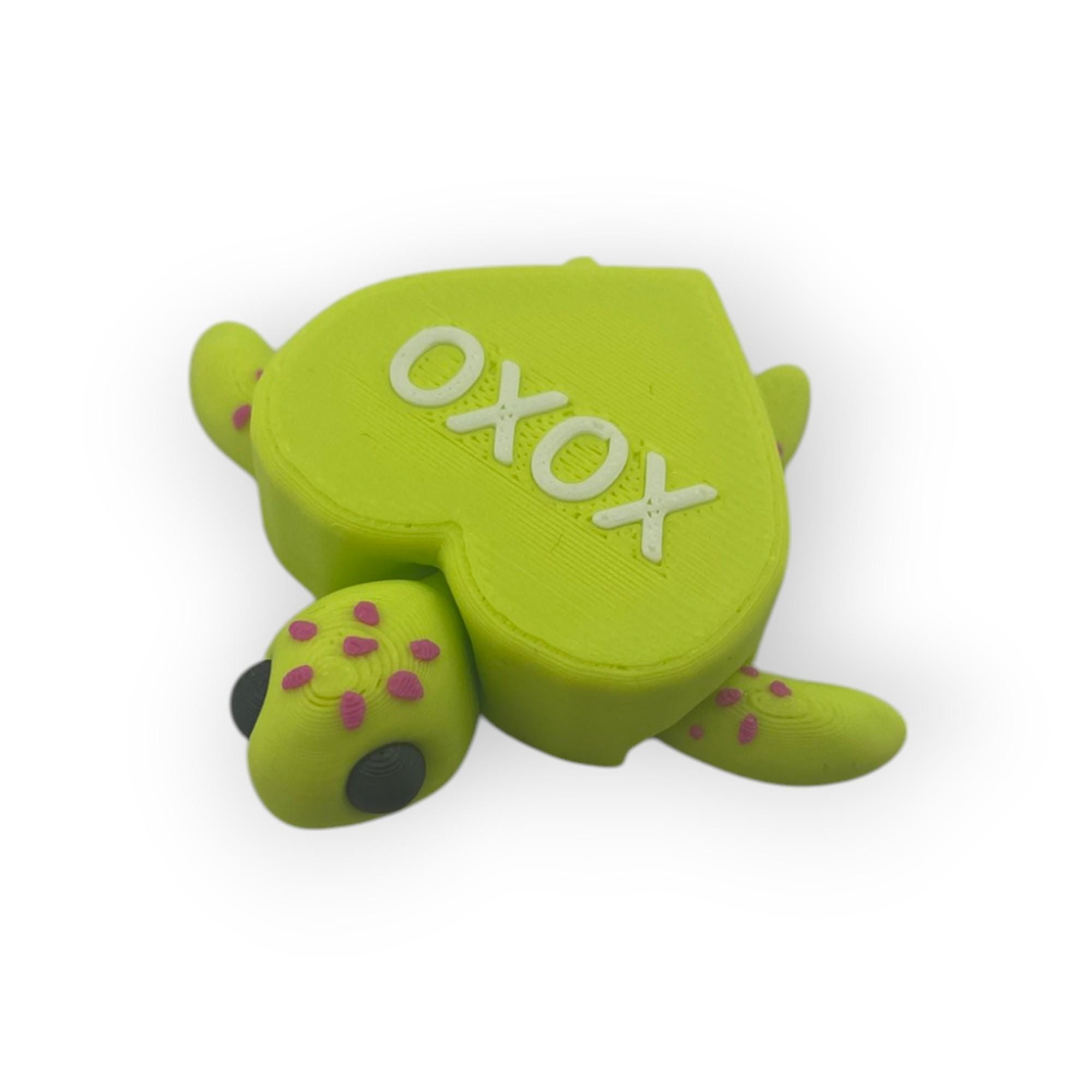 Valentine's 3D Printed Turtle Figurine: Handmade Message Decor