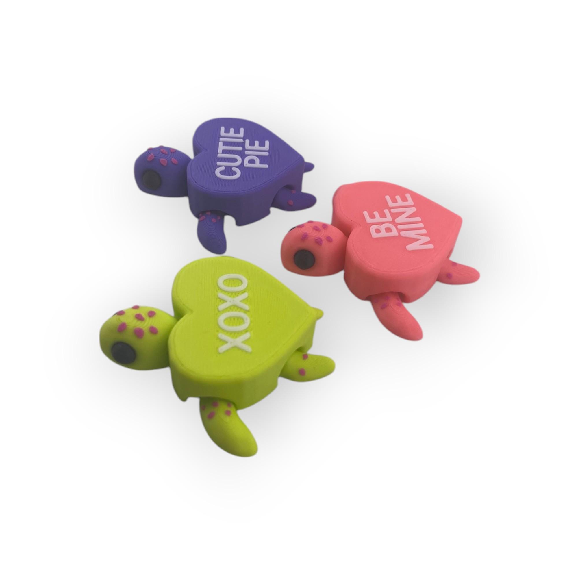 Valentine's 3D Printed Turtle Figurine: Handmade Message Decor